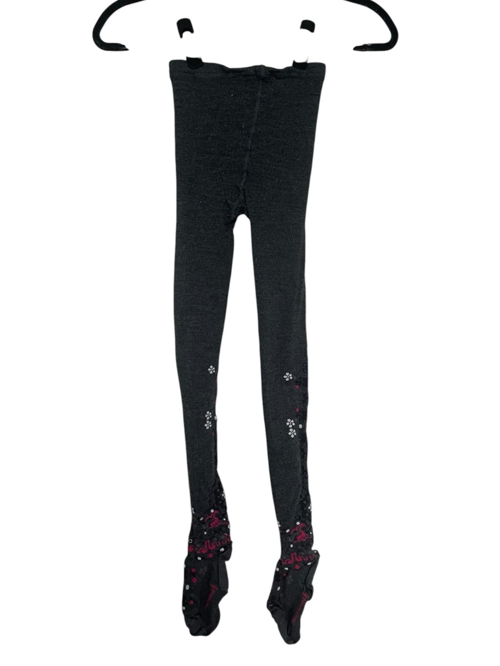 Smartwool Black Tights with Pink Floral Accents